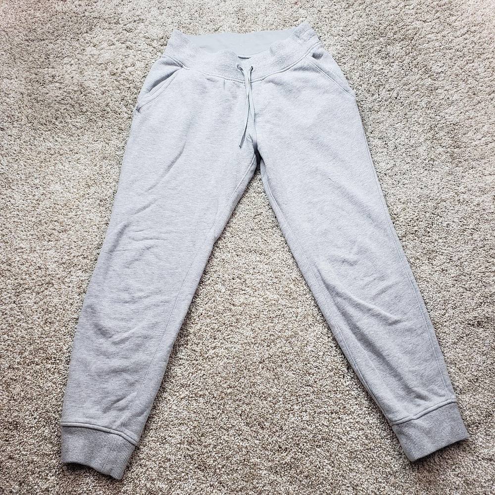 Lululemon Pants Womens 6 Gray Jogger Tapered Fleece Drawstring Pockets Gym